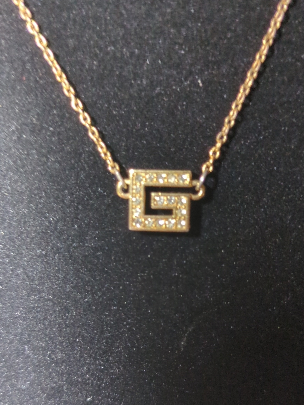 Vintage 1977 Givenchy Gold-Tone Pavé Geometric G Pendant Necklace NOW ONLY $100